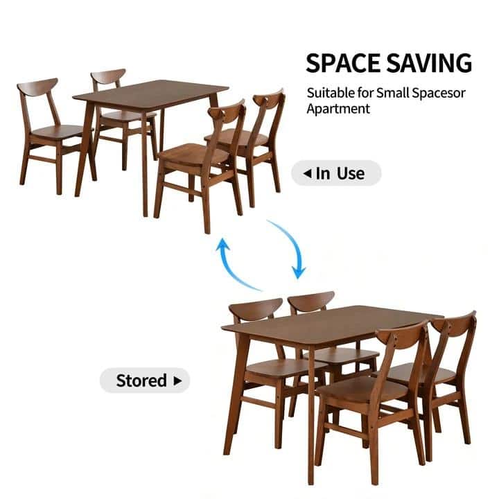 Mid-Century 5-Piece Wood Rectangular Dining Set