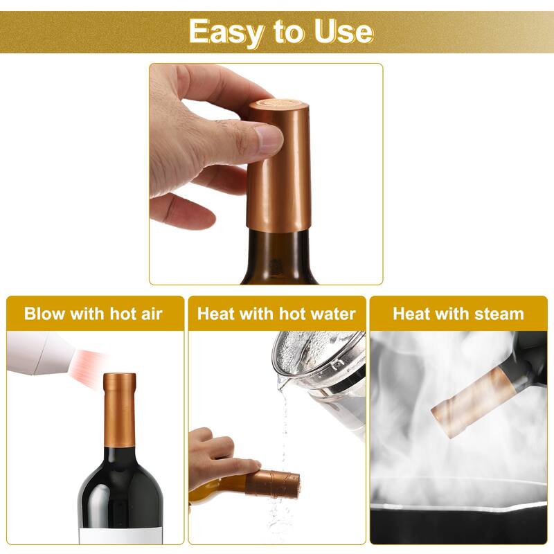 150Pcs PVC Heat Shrink Capsules Wine Bottle Sealer Wrap Caps, 30x60mm - Black
