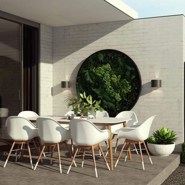 slide 2 of 12, Amazonia Hawaii White 9-piece Rectangular Patio Dining Set White chairs and table - 9-Piece Sets