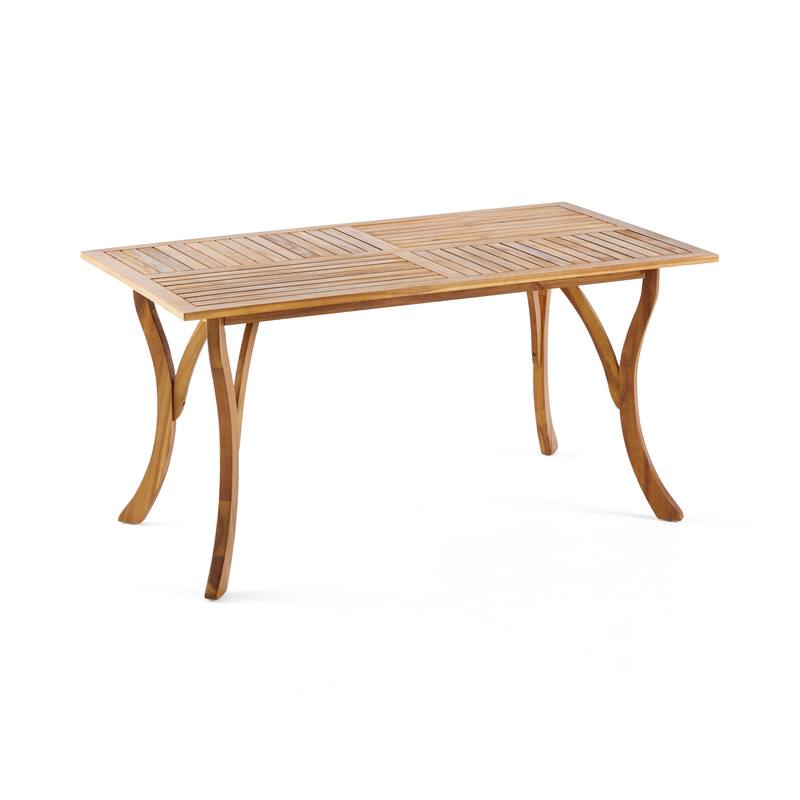 Outdoor 59 Inch Rectangular Solid Wood Table Dining Table, Teak Finish
