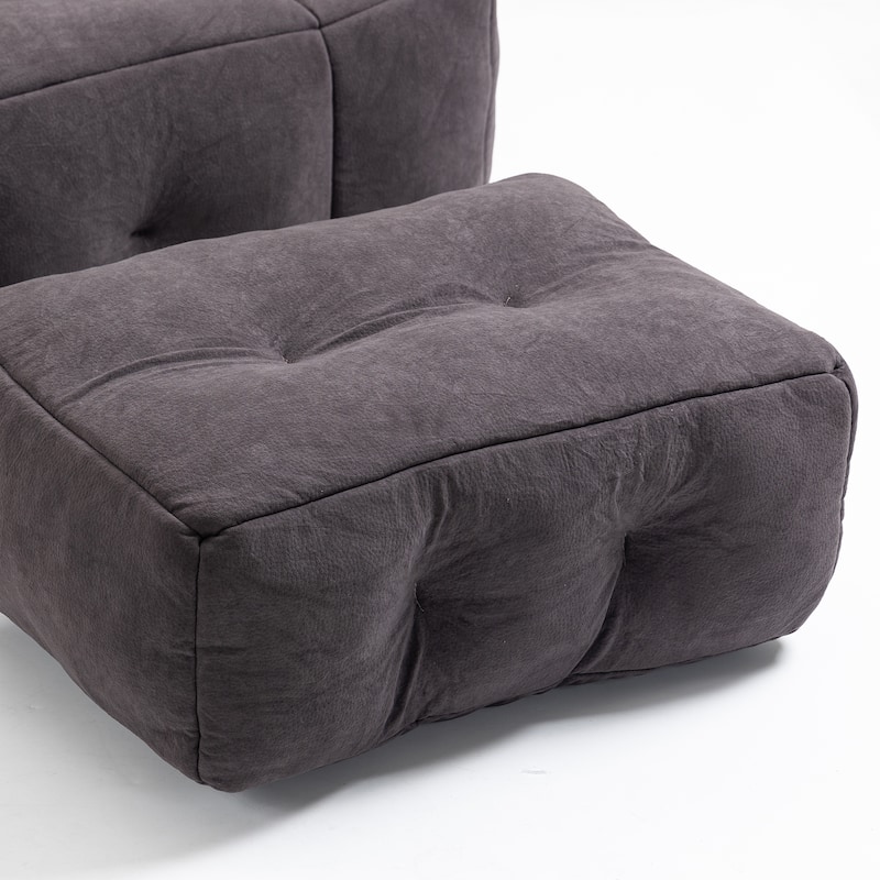 Modern 38.5" Velvet Upholstered Accent Chair with Memory Foam and Ottoman for Living Room