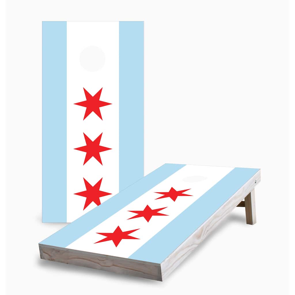 Chicago City Flag Corn Hole Board Set