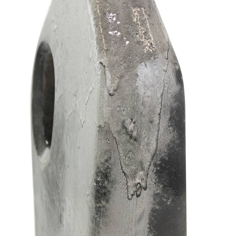 Gray Paper Mache Marble Inspired Vase with Cutout Handle