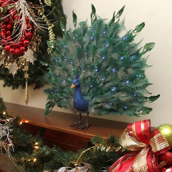 Shop 2 Colorful Green Regal Peacock Bird With Open Tail Feathers