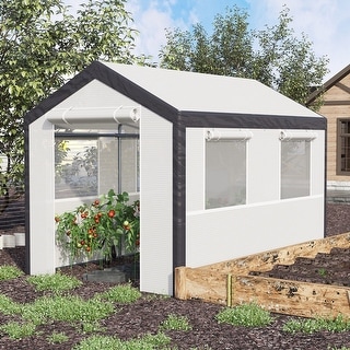 Outsunny Outdoor Walk-In Tunnel Greenhouse Garden Warm Hot House with Roll Up Windows, Zippered Door, & Weather Cover