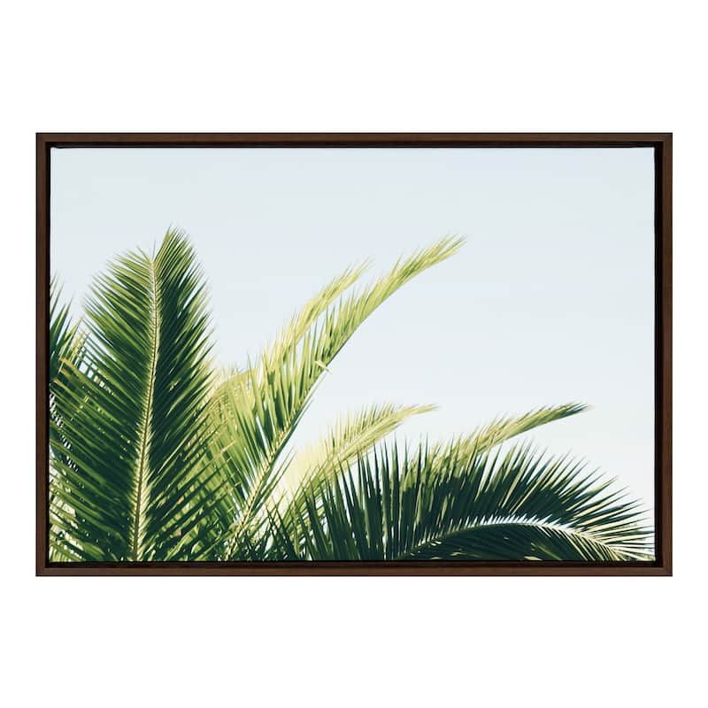 Kate and Laurel Sylvie Tropical Palm Framed Canvas by Amy Peterson