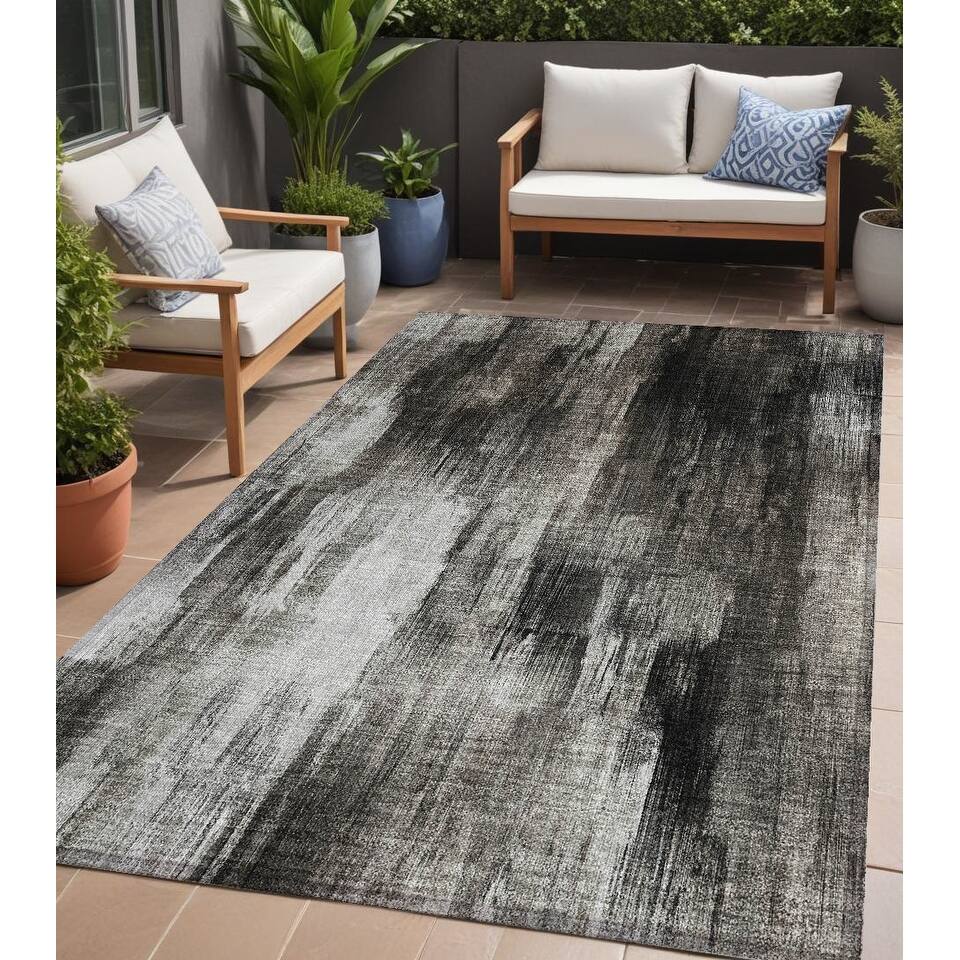 Hara Artistic Abstract Weather Resistant Blended Style Outdoor Rug