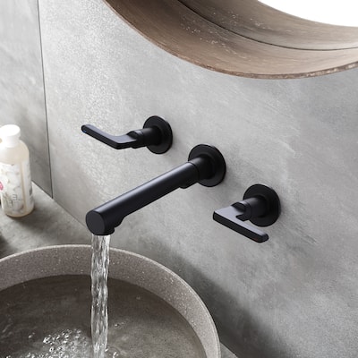 Two Handles Wall Mounted widespread Bathroom Faucet