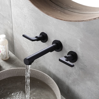 Two Handles Wall Mounted widespread Bathroom Faucet