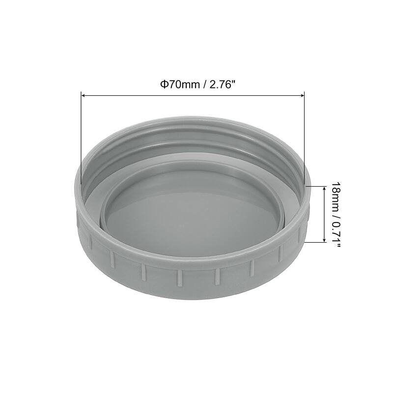 9Pcs Mason Jar Lid, Regular Mouth Plastic Lid with Silicone Rings - Gray - 70mm