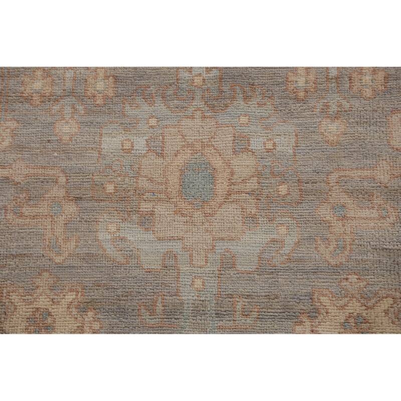 Hand Knotted Oriental 100% Wool Carpet Transitional All-Over Greys & Charcoal Oushak Area Rug - 14' 0'' X 10' 1''