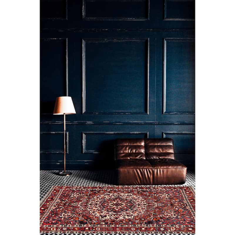 ECARPETGALLERY Hand-knotted Kayseri Vintage Dark Red Wool Rug - 6'9 x 9'1