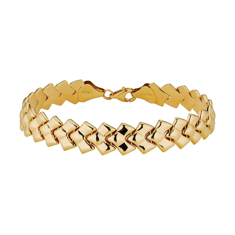 Fremada 10k Yellow Gold 9.8mm Diamond-Shaped Stampato Bracelet