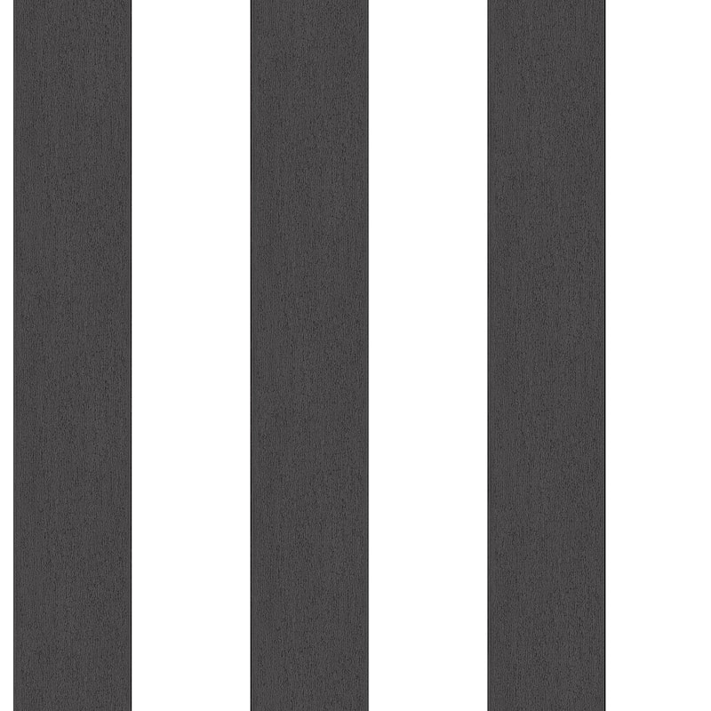 Galerie Wallcoverings Smart Stripes 2 Surface Stripe Vinyl on Non-Woven Matte Wallpaper Roll - 33 feet x 21 inches - Black/White