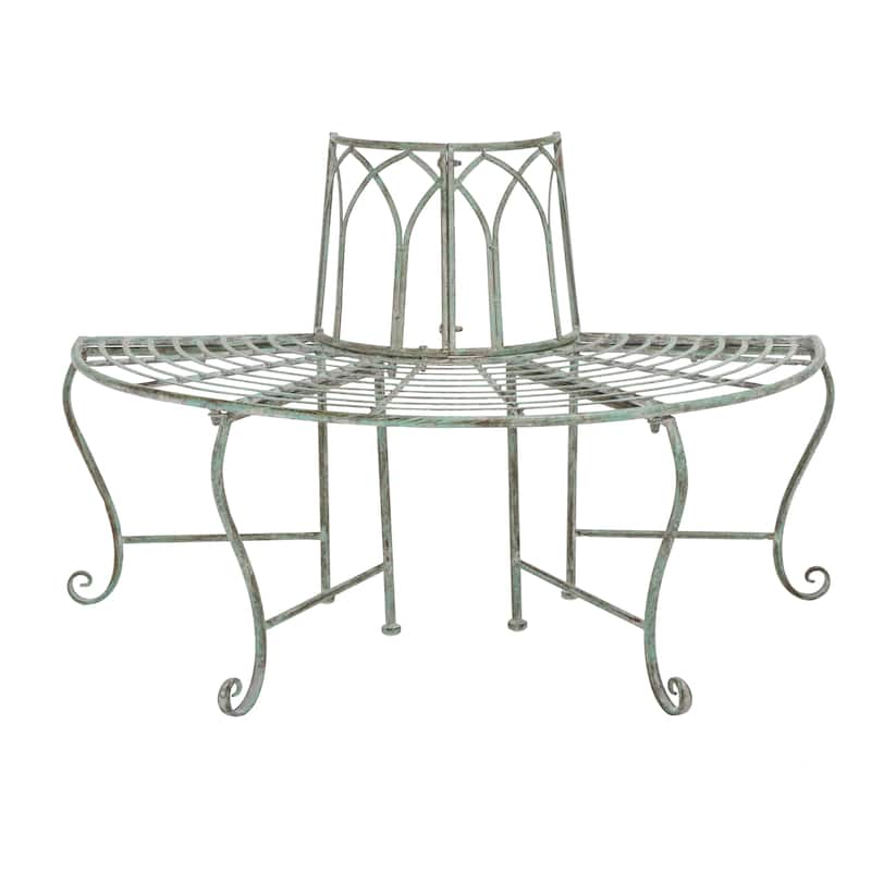 SAFAVIEH Nya Victorian Wrought Iron 50-inch Outdoor Tree Bench - 50 In. W x 24 In. D x 31 In. H - 50"W x 24"D x 31"H
