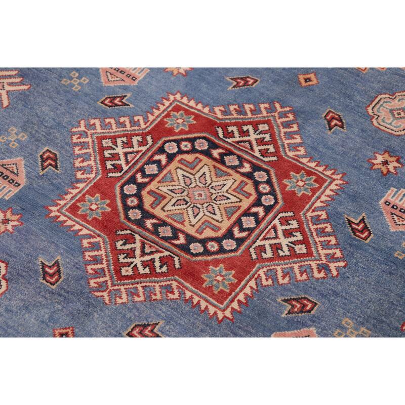 Bohemian Kazak Jaylin Light Blue/Beige Wool Rug - 10'2'' x 12'10''