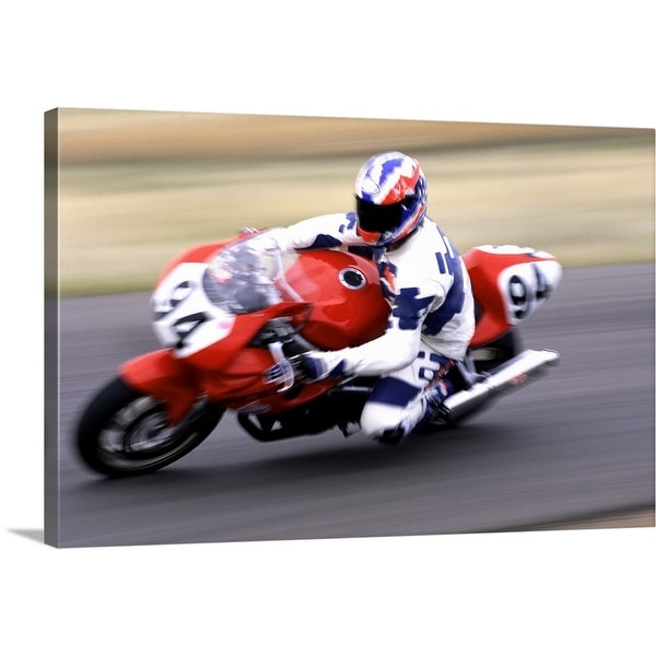 "Person racing motorcycle" Canvas Wall Art