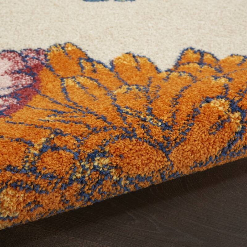Power Loomed Floral Traditional Low Pile Area Rug - 118' X '94' X '0.25
