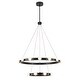 preview thumbnail 7 of 8, Rezz Black LED Wagon Wheel Two-Tier Round Large Chandelier - 33.86 in. W x 42.52 in. H x 33.86 in. D