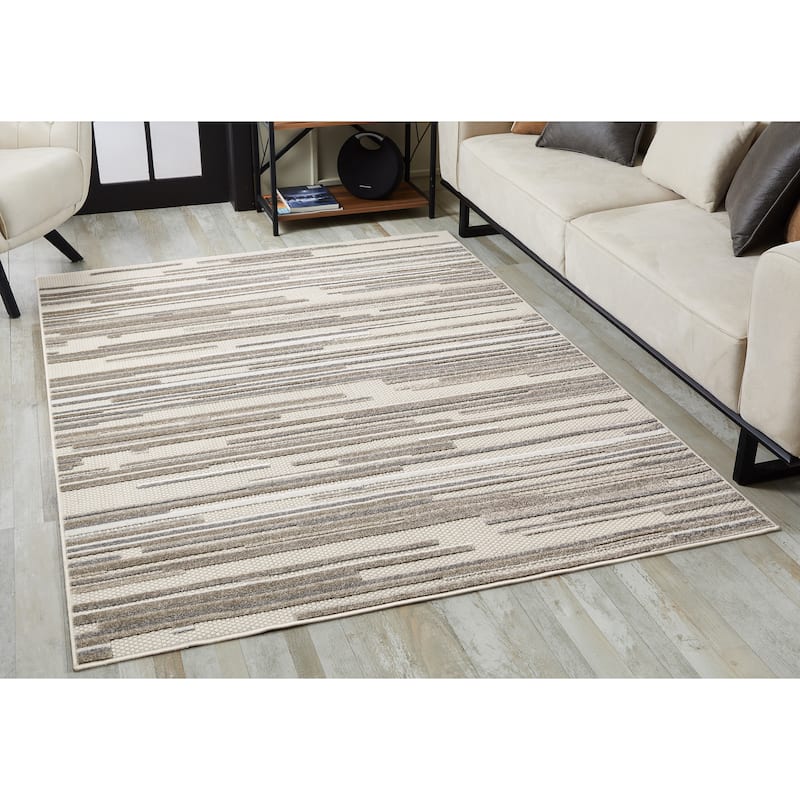 Domani Napa Ombre Textured Stripe Indoor/ Outdoor Rug