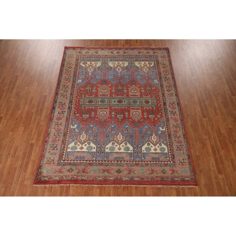 Traditional Sirjan Indian Area Rug Handmade Wool Carpet - 7'9"x 9'11"