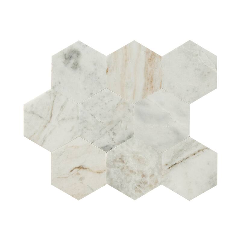 Ackland AKM-S-TA4X4PHXH-CA Tactiq - 10" x 12" Marble Geometric Floor - Castella de Blanc
