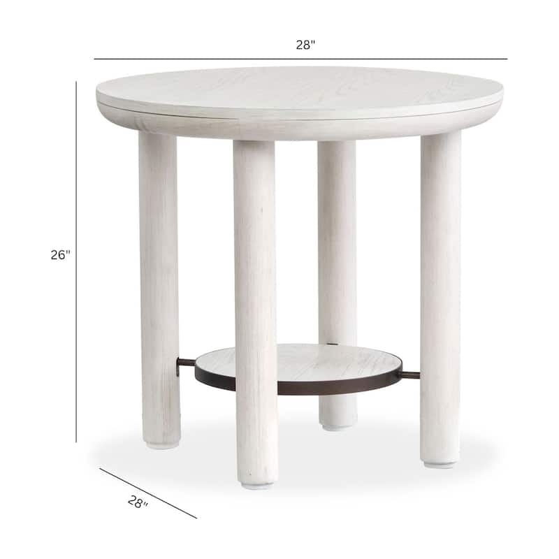 Magnussen Home Sunset Cove Moonlight Pearl Round End Table - 28''W x 28''D x 26''H