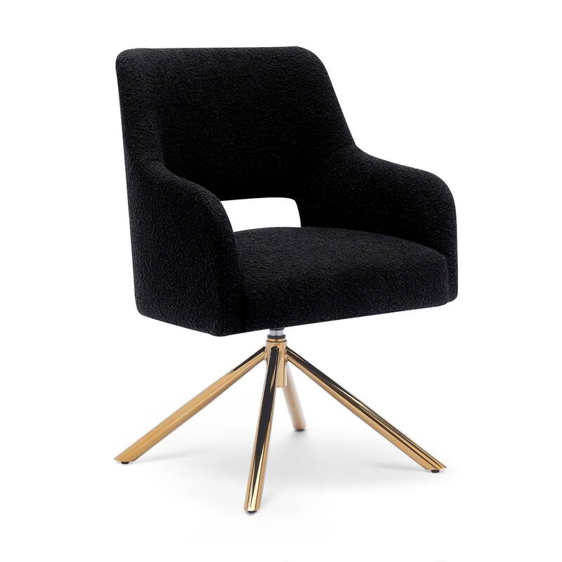 Boucle Polyester Upholstered Swivel Accent Chair - Stain Resistant