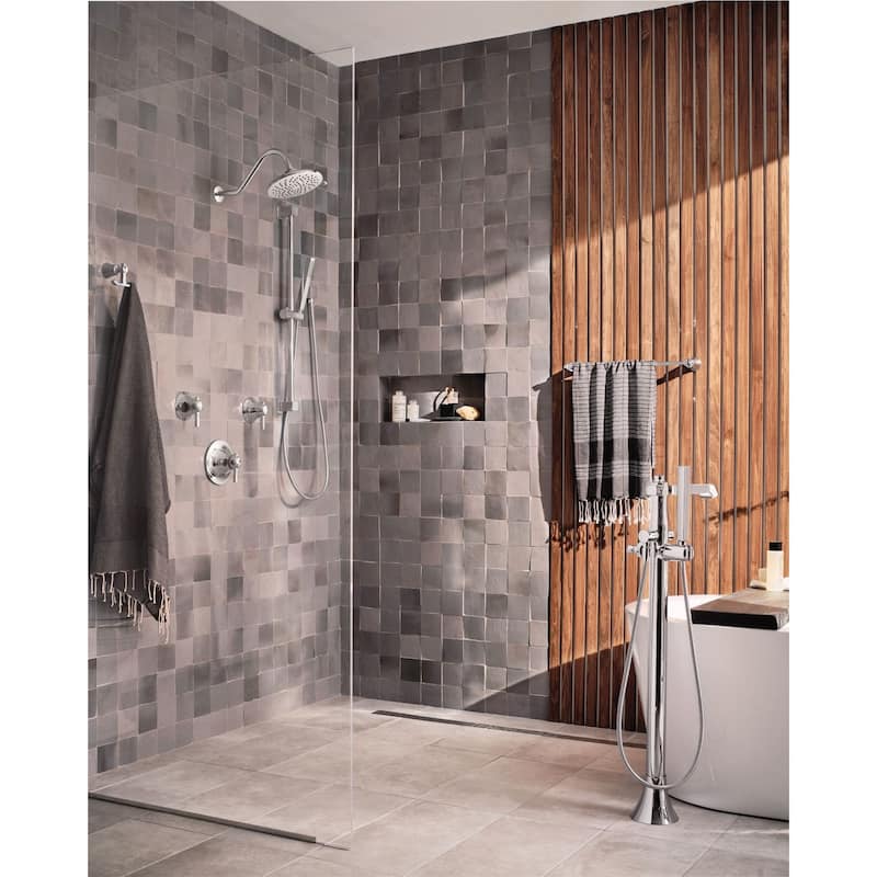 Moen Flara Floor Mounted Tub Filler with Built-In Diverter - Includes