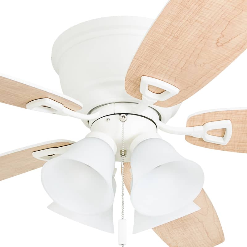 52" Honeywell Glen Alden White LED Indoor Ceiling Fan with Light & Pull Chain