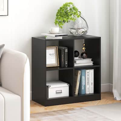 4-Cube Bookcase Open Wooden Bookshelf Storage Cabinet Toy Organizer