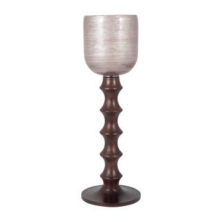 Sagebrook Home Glass Solid Color Wooden Base Hurrican Vase
