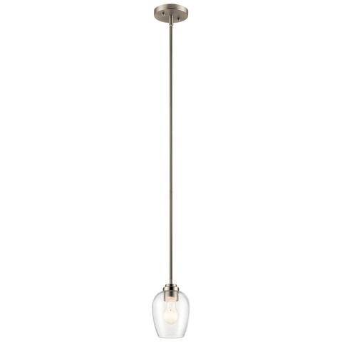 Kichler Lighting Valserrano 7.75 inch Mini Pendant Light Brushed Nickel with Clear Seeded Glass