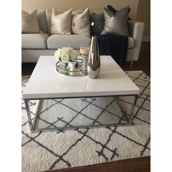 Safavieh Home Collection Malone White And Chrome Coffee Table