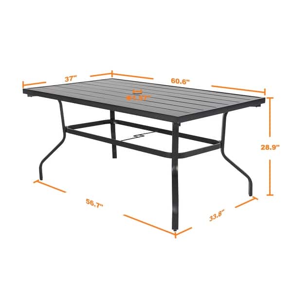 dimension image slide 2 of 4, Outdoor Dining Set, Iron Finish, Black with Gold Speckles