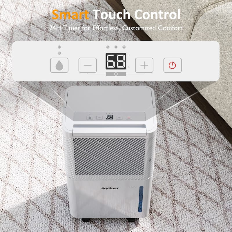 2,500 sq ft Portable Dehumidifier with Drain Hose, 24H Timer