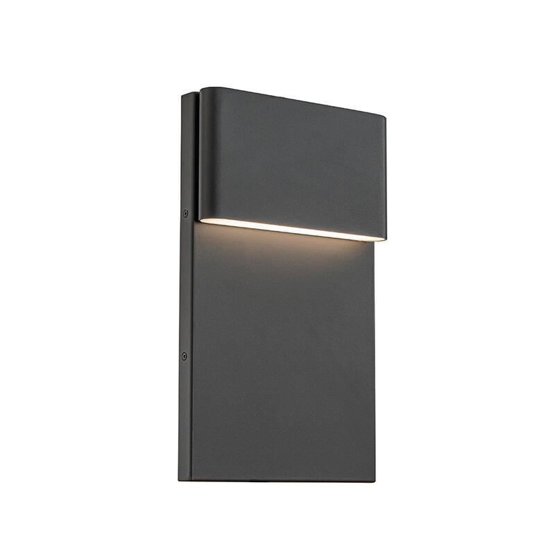1-Light H13/15 in Modern Simple Sqaure 10W/13W Integrated LED Outdoor Wall Sconce with Dusk to Dawn Sensor in Matte Black