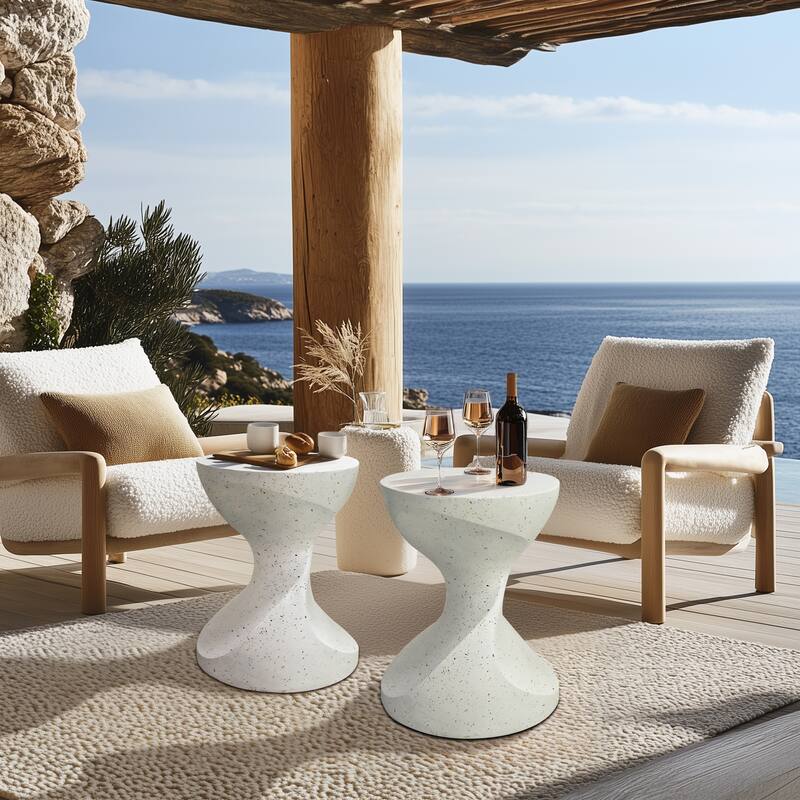 Outdoor Side Tables Faux Terrazzo Decorative Garden Stool