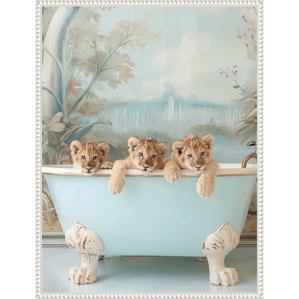 slide 2 of 18, Blue Lagoon Lion Cubs by Niky Rahner Framed Canvas Wall Art