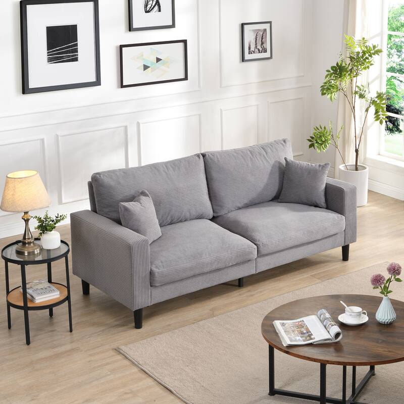 Small Space Friendly 74 Modern 3-Seater High Resilience Upholstered Sofa - Wooden Frame Comfy for Living Room Bedroom Apartment