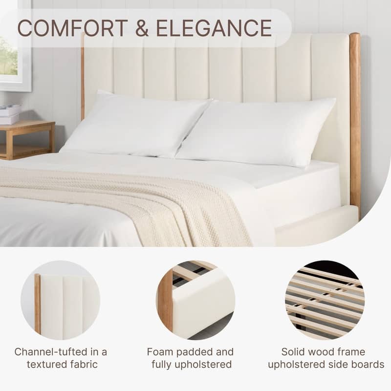 Spruce & Spring Camila Upholstered Platform Bed Frame with Headboard