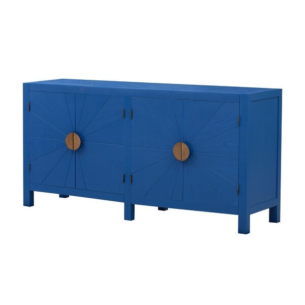 Ash Veneer Cabinet with Radiating Line Pattern Doors, 4-Door