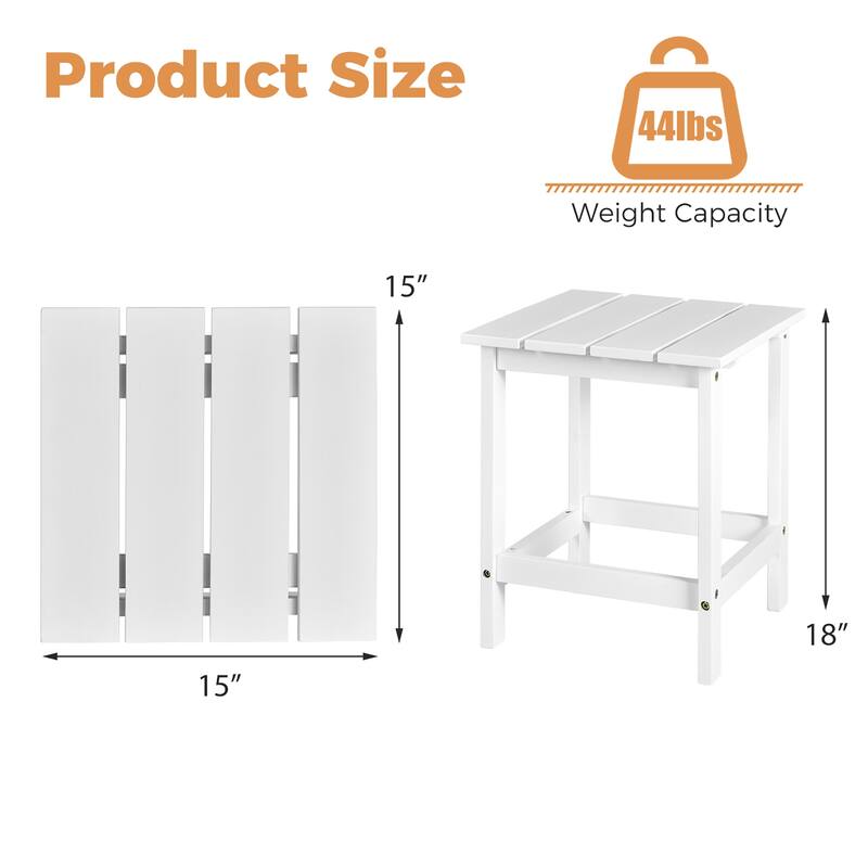 Costway Patio 15" End Side Coffee Table Square Wooden Slat Garden Deck - See details