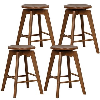 Gymax Set of 4 Swivel Round Bar Stools Counter Height Dining Chairs w ...