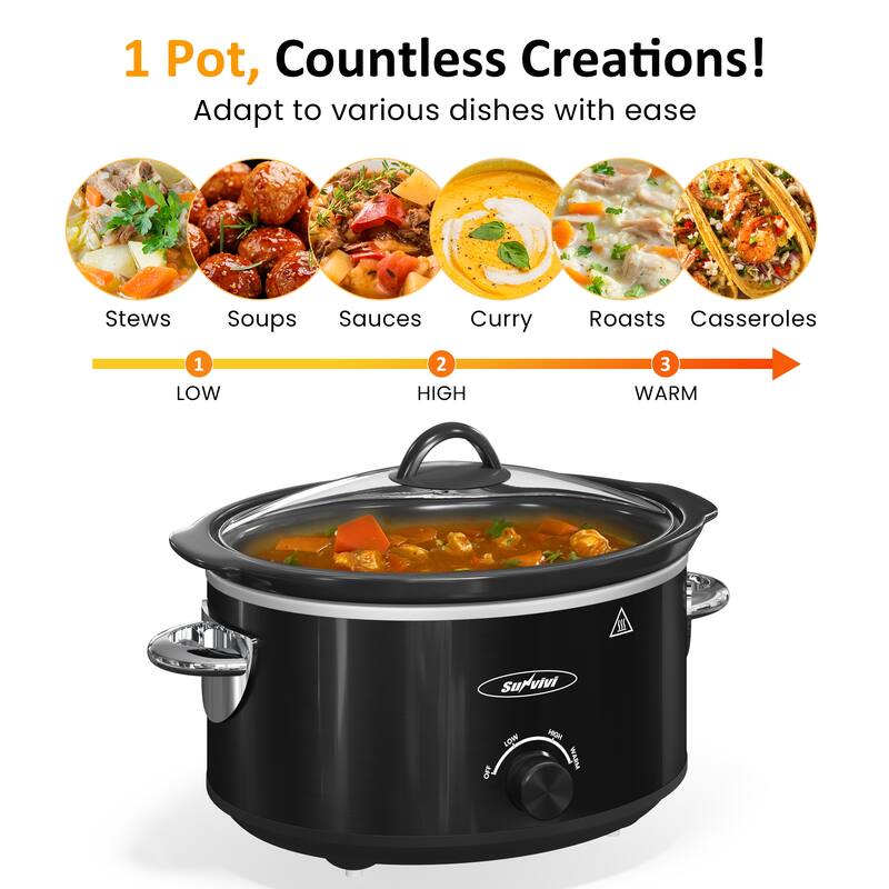 4qt Slow Cooker with 3 Heating Settings