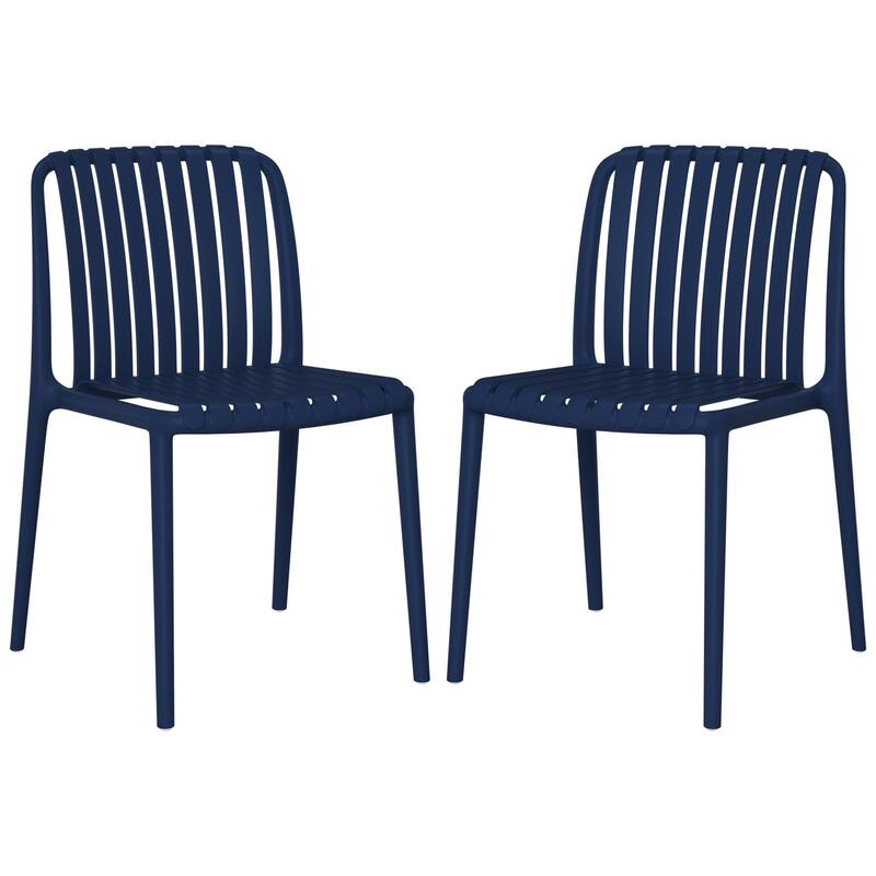 Frond and Form Outdoor Stacking Dining Side Chair (Set of 2) - Navy Blue