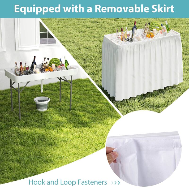 Costway 4 Foot Ice Cooler Folding Table Outdoor Portable Ice Bin Table - See Details
