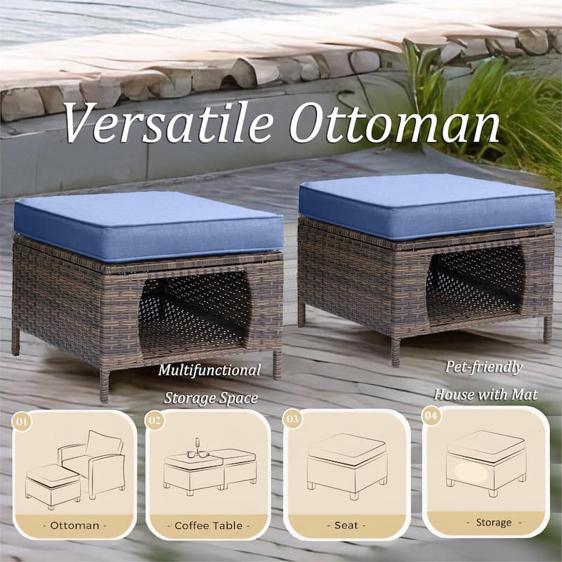 Wicker Outdoor Patio Conversation Seating Sofa Sets with Swivel Chairs
