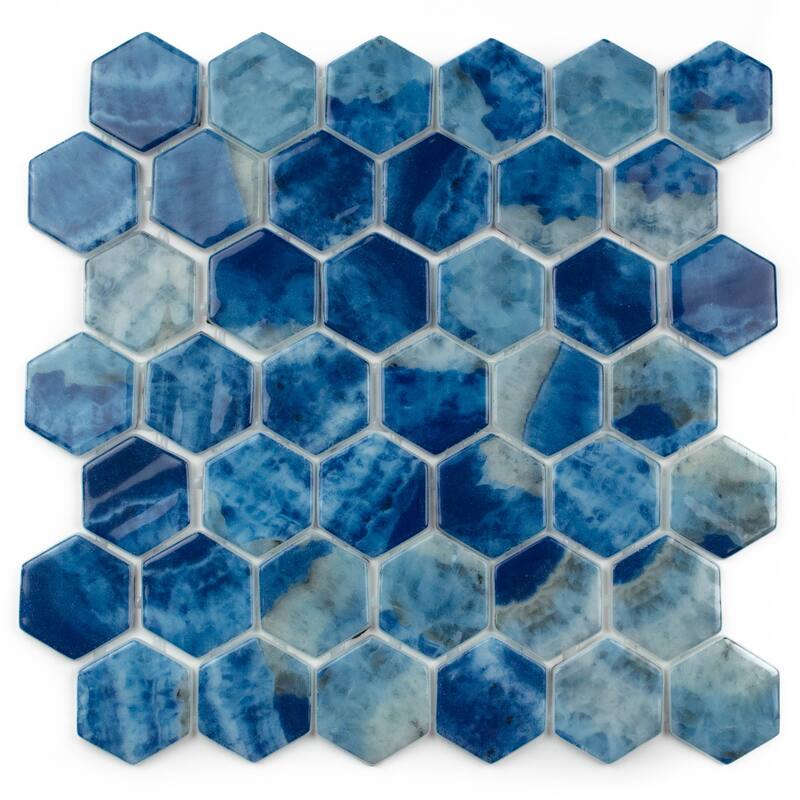 The Tile Life Eterna Hex 2x2 Saona Glass Mosaic Floor, Backsplash & Wall Tile