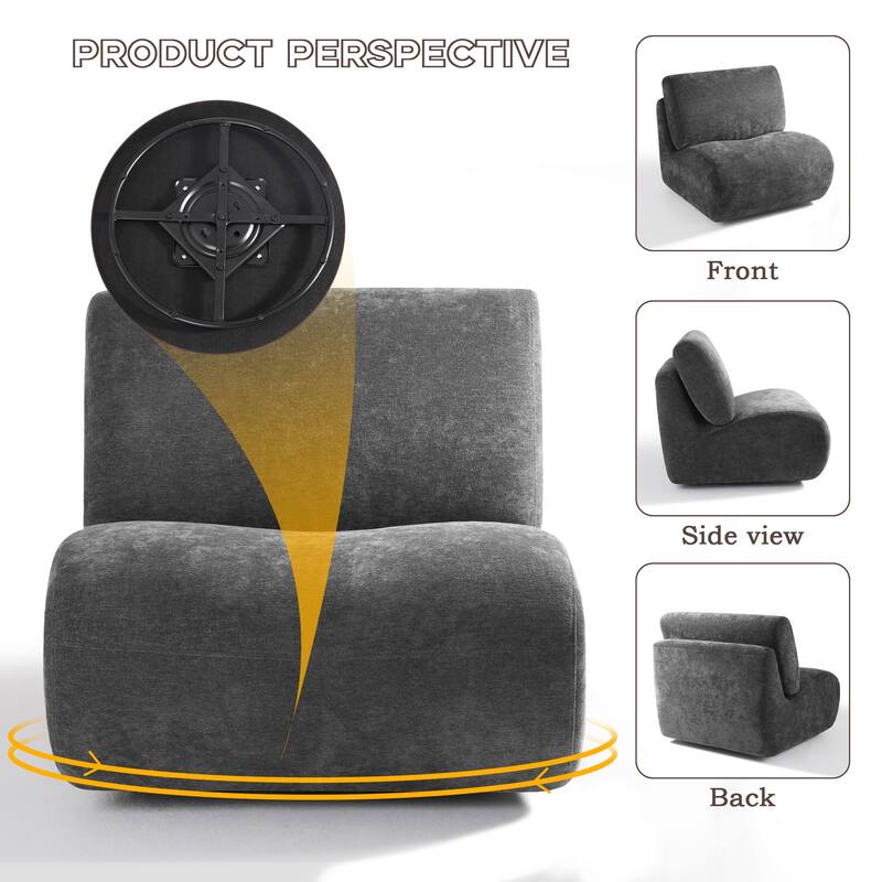 UIXE 33" Swivel Upholstered Aceent Chair Comfy Slipper Chair